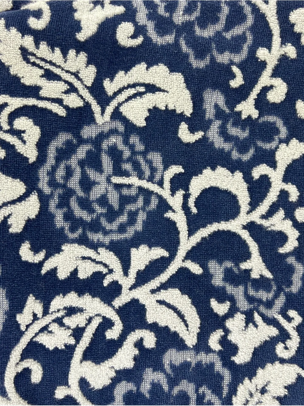 Common Thread Bath Towels Navy Blue White Floral Soft Zero Twist Cotton 2 Pc NEW